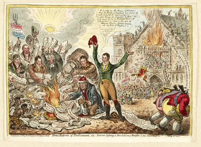 True Reform of Parliament, i.e. Patriots lighting a Revolutionary Bonfire in New Palace Yard by James Gillray
